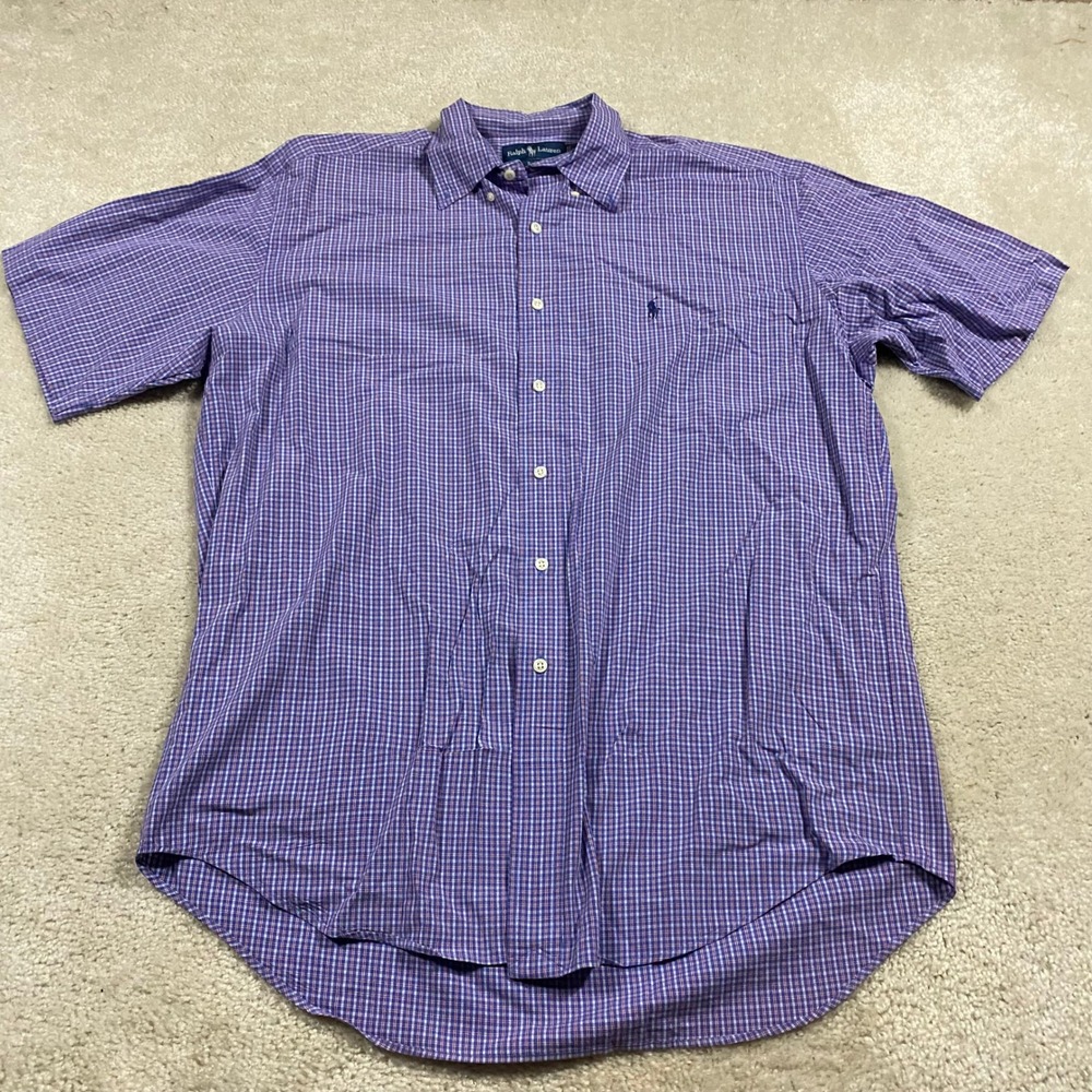 Polo Ralph Lauren Shirt Blake Mens M Blue Plaid Short Sleeve Button Down Cotton